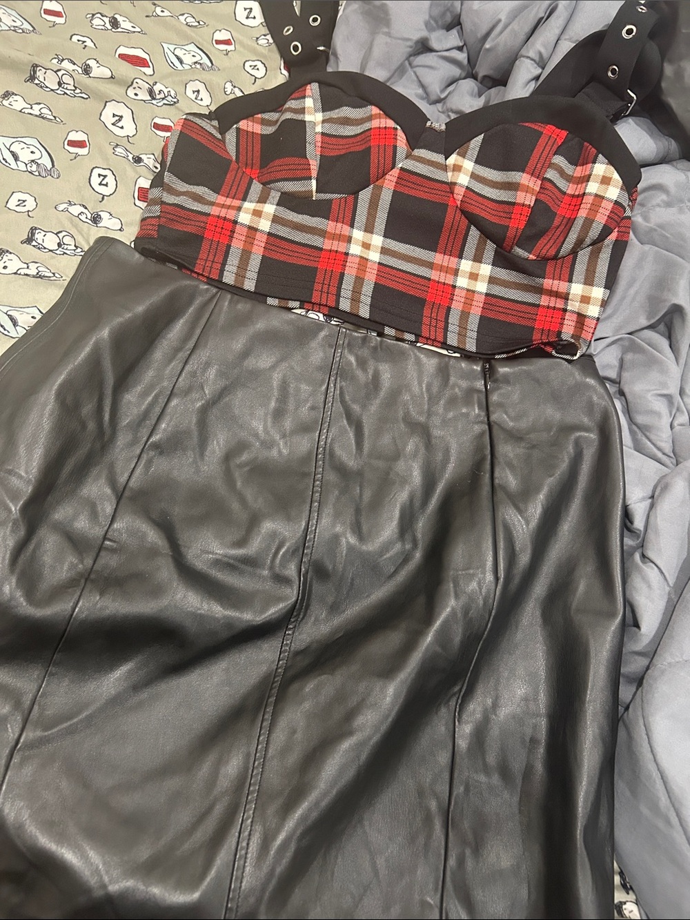 Faux Leather Black A-Line Skirt - Black